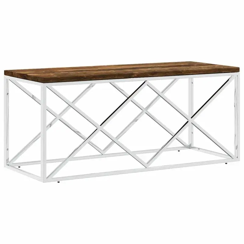 Table basse en bois massif recyclé rustique avec rangement