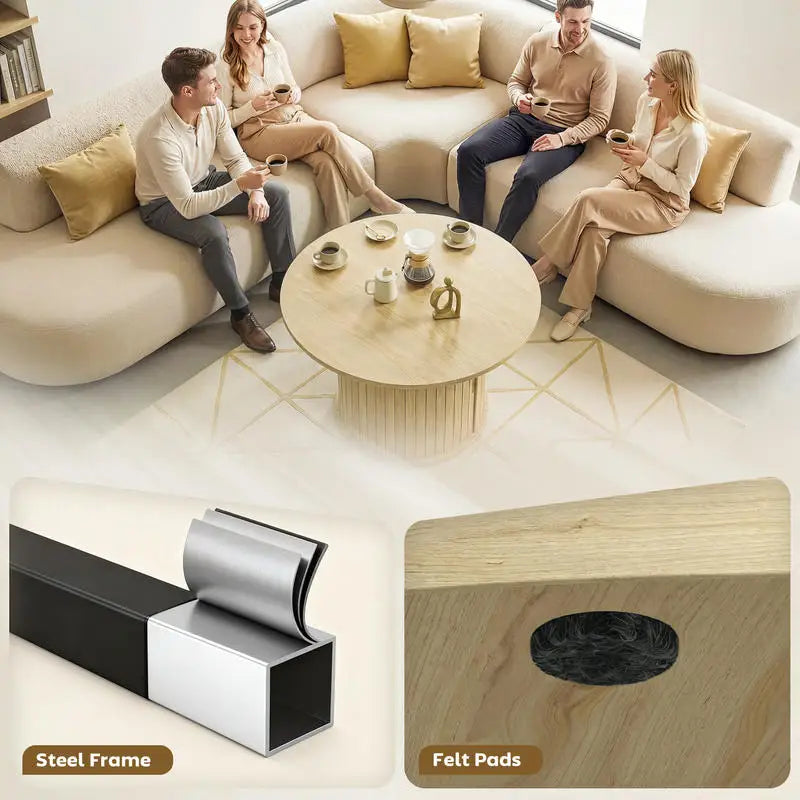 Table basse en bois massif 80 x 80 x 31,5 cm naturelle