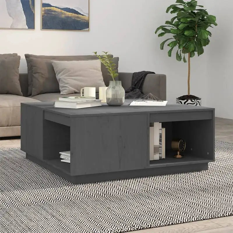 Table basse en bois massif pin 110 x 50 x 33,5 cm brune