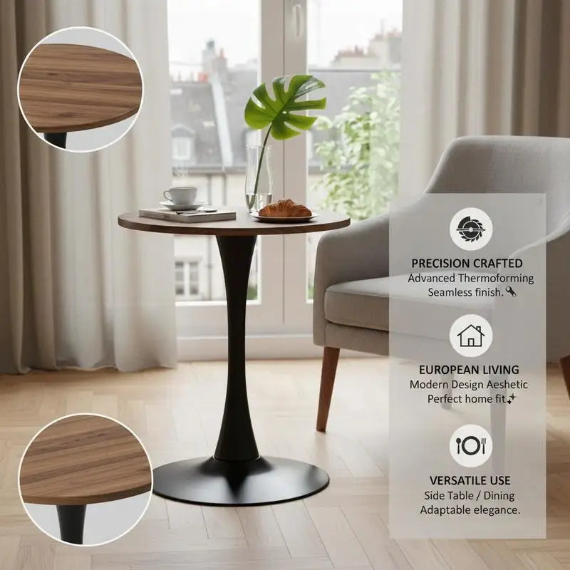 Table basse ronde en bois MDF Ø60 cm pied noir