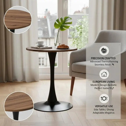 Table basse ronde en bois MDF Ø60 cm pied noir
