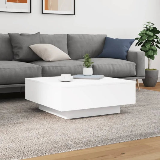 Table basse blanche et en bois d'ingénierie 80x80x31 cm