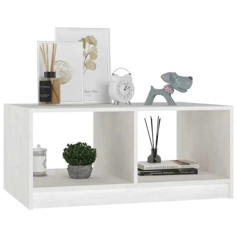 Table basse en bois massif pin 75 x 50 x 33,5 cm blanc