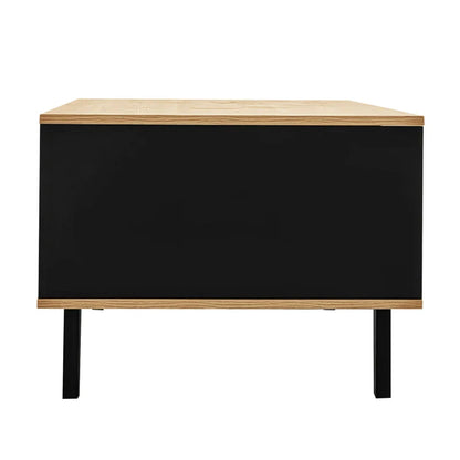 Table basse en bois et noir 100 x 60 x 45 cm avec tiroirs MDF