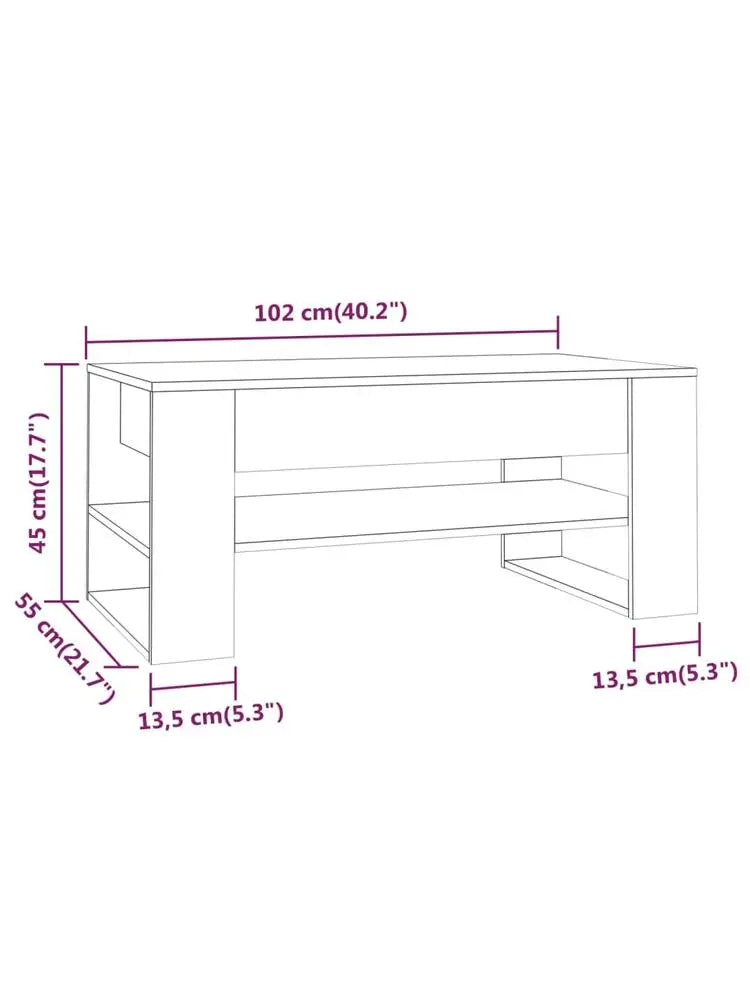 Table basse blanche et en bois d'ingénierie 102x55x45 cm