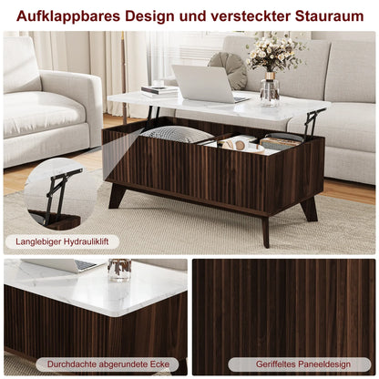 Table basse bois clair avec plateau relevable et rangement 105 x 84 x 42 cm