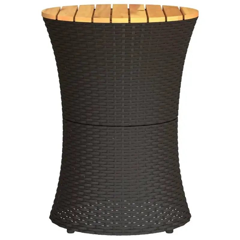 Table basse en bois et noir 50 cm rotin polypropylène acier