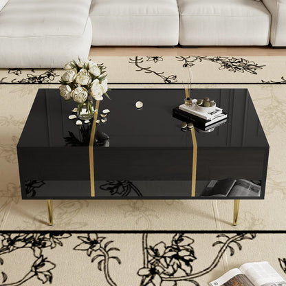 Table basse en bois et noir 100x60x41,5 cm