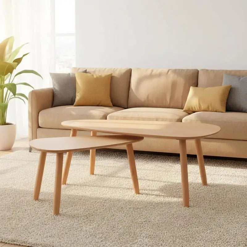 Table basse en bois massif pin 2 pièces marron