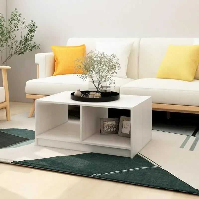 Table basse en bois massif pin 75 x 50 x 33,5 cm blanc