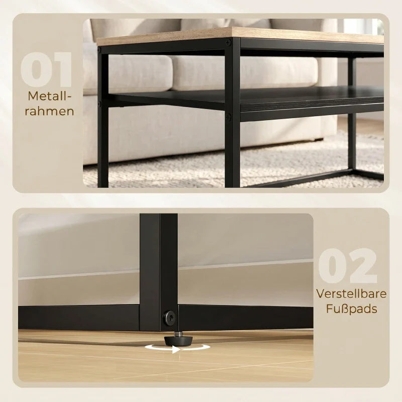 Table basse en bois et noir 100x59.8x47 cm