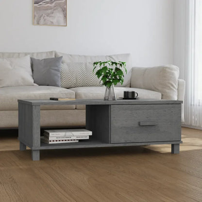 Table basse en bois massif pin 100 x 55 x 35 cm gris