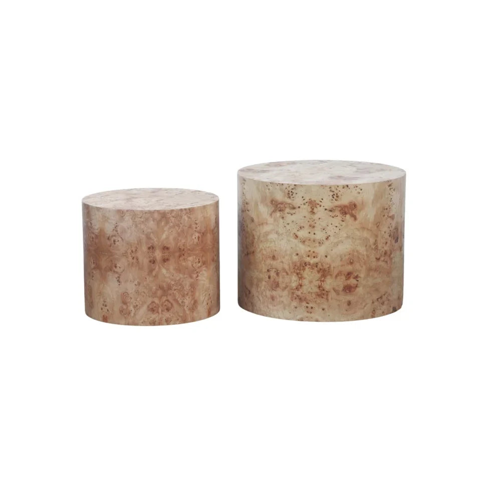 Table basse ronde en bois 2 niveaux avec rangement 74 cm
