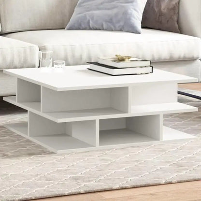 Table basse blanche et en bois 70x70x29 cm