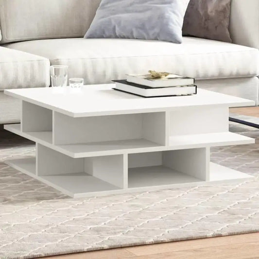 Table basse blanche et en bois 70x70x29 cm