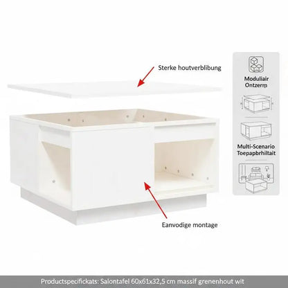Table basse en bois massif pin 110 x 50 x 33,5 cm brune