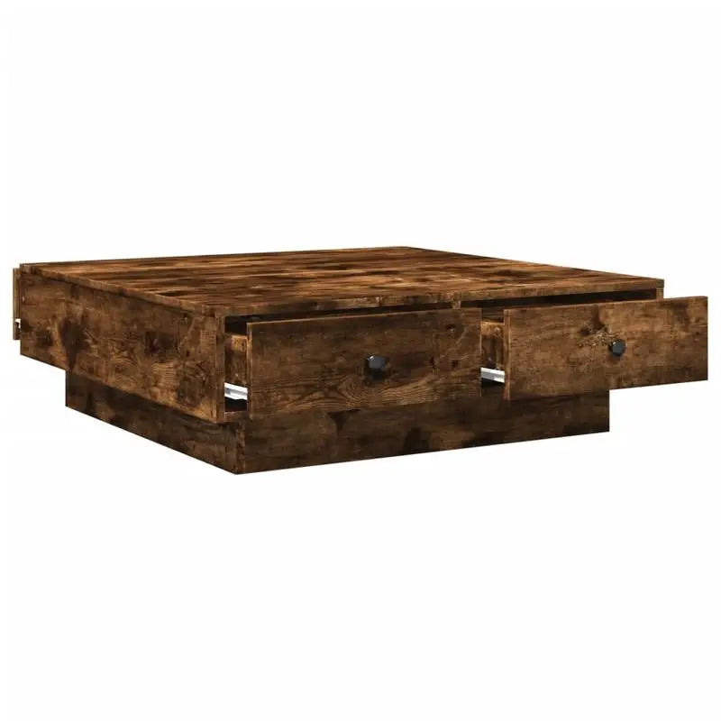 Table basse en bois massif fumé 90x90 cm