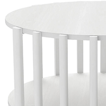 Table basse ronde en bois 2 niveaux avec rangement 74 cm