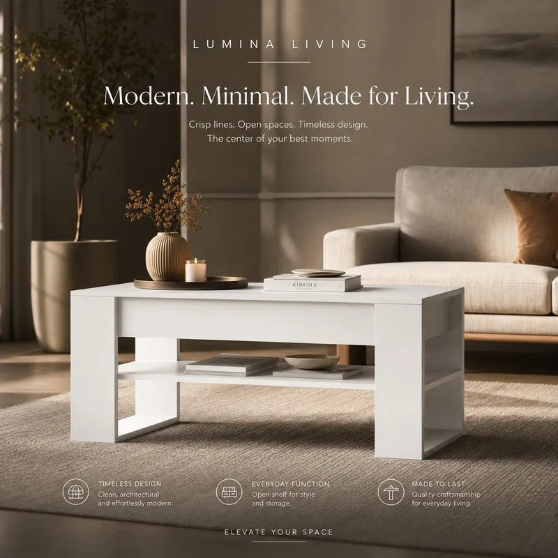 Table basse blanche et en bois d'ingénierie 102x55x45 cm