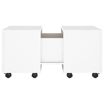 Table basse blanche et en bois rectangulaire 60x60x38 cm