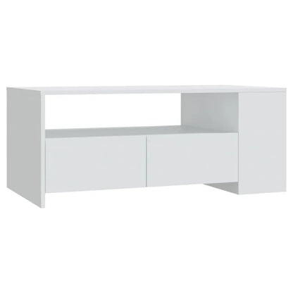Table basse blanche et en bois d'ingénierie 102x55x42 cm