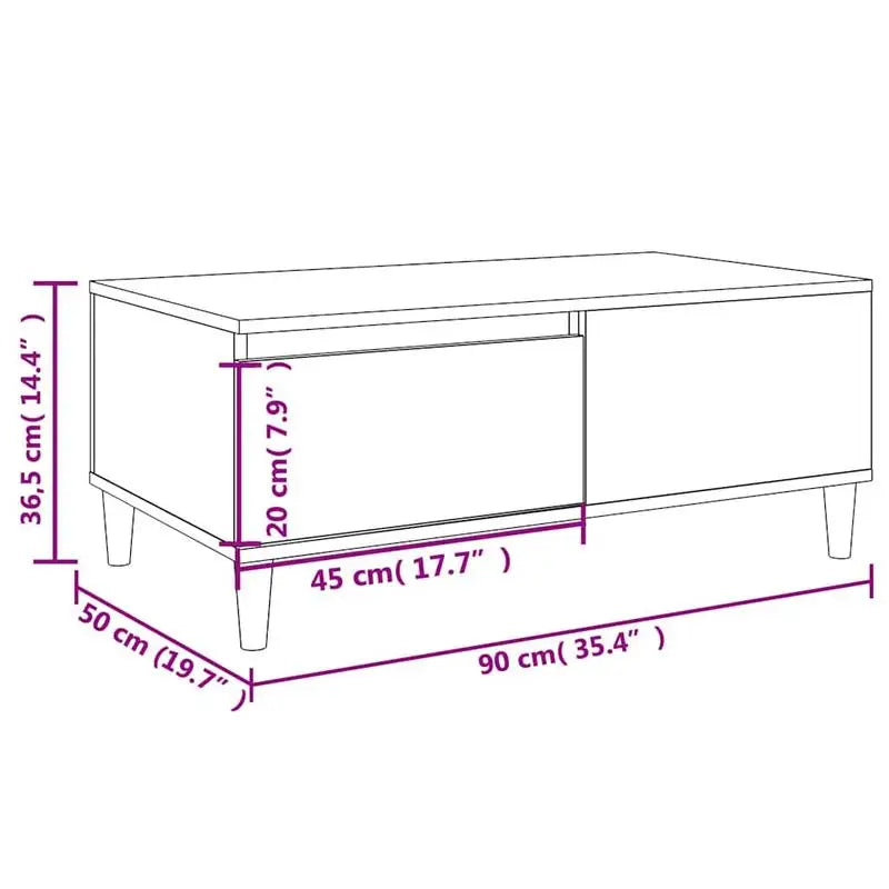Table basse en bois massif avec tiroir de rangement