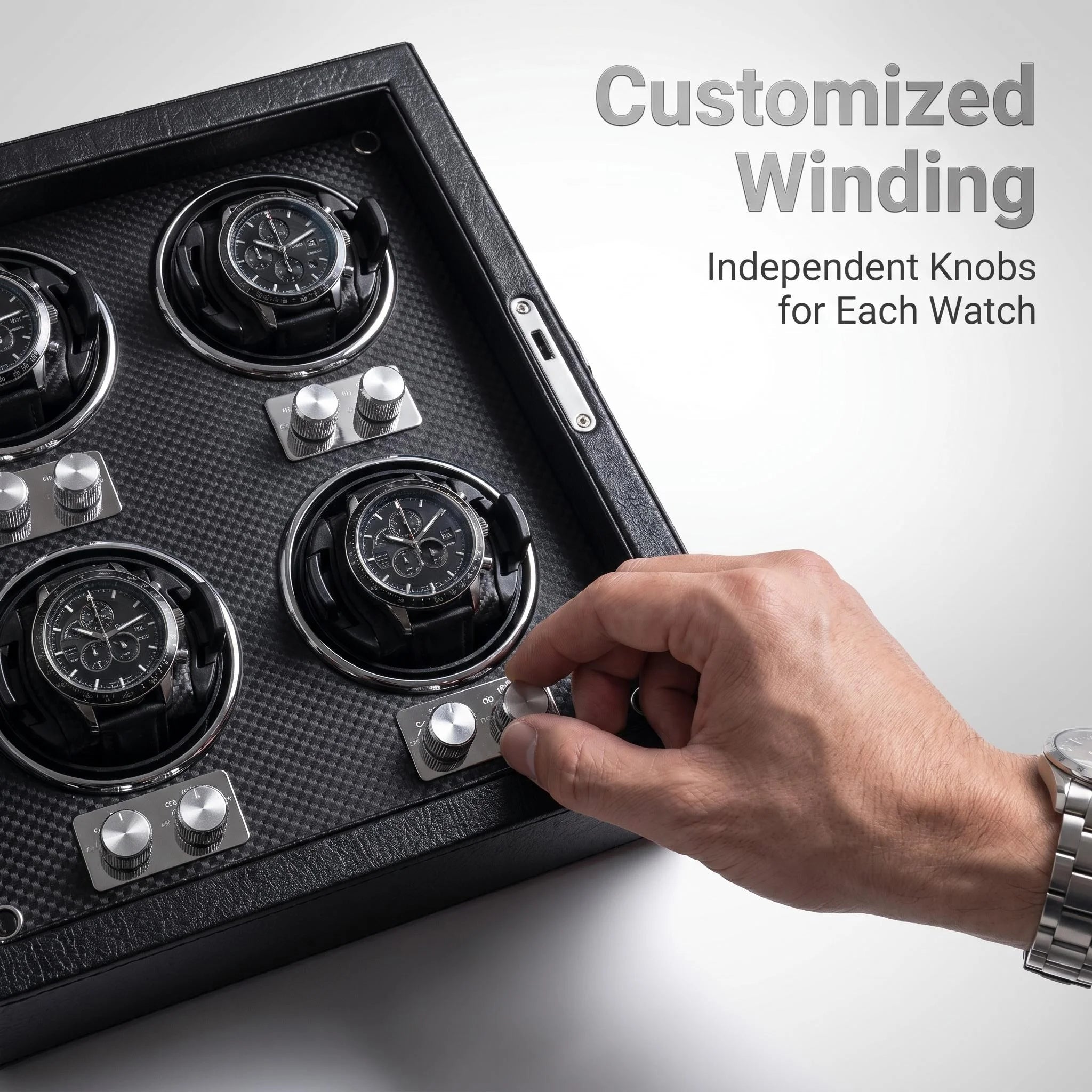 Premium PU Leather Watch Winder with Key Lock & Transparent Glass Door, Automatic Watch Storage Box for Mechanical Watches