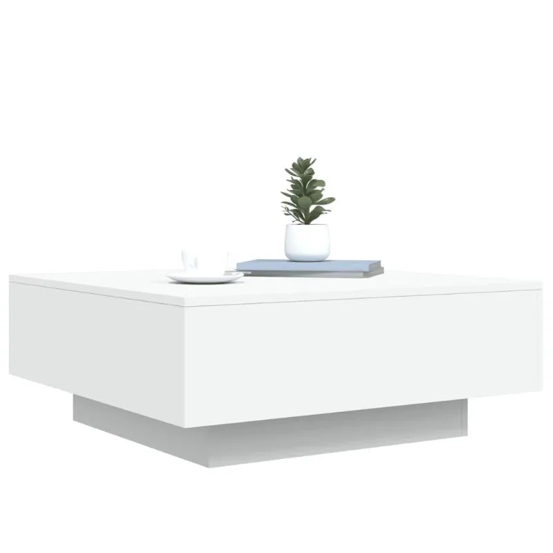 Table basse blanche et en bois d'ingénierie 80x80x31 cm