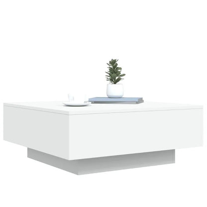 Table basse blanche et en bois d'ingénierie 80x80x31 cm