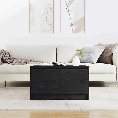 Table basse en bois et noir avec tiroirs 70,5x70x40 cm
