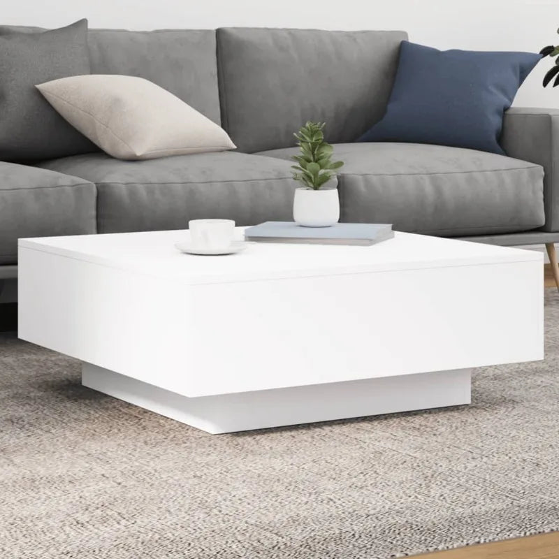 Table basse blanche et en bois d'ingénierie 80x80x31 cm