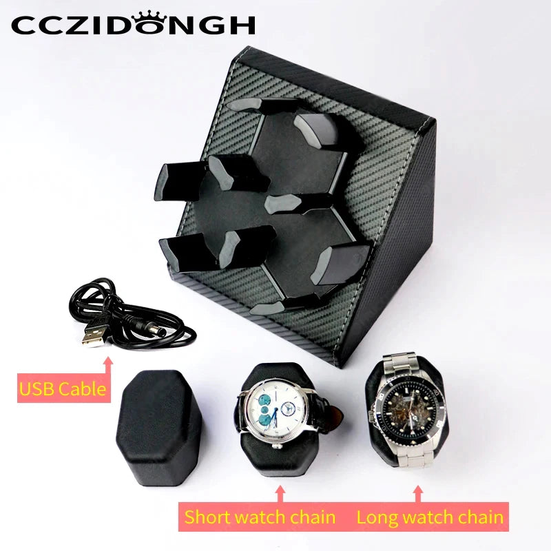 3+0 Watch Winder Leather utomatic Watch Box With Wanbao Quiet Motor Watch Cabinet Clock Storage Box