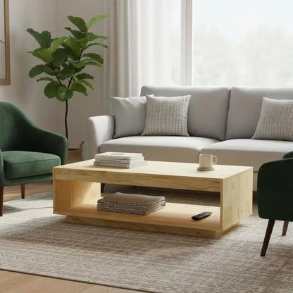 Table basse en bois massif 110x50x33,5 cm pin moderne