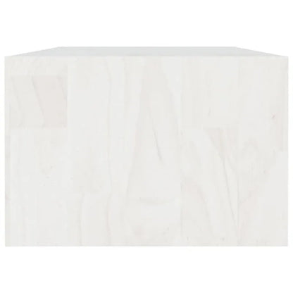 Table basse blanche et en bois massif pin 110x50x34 cm