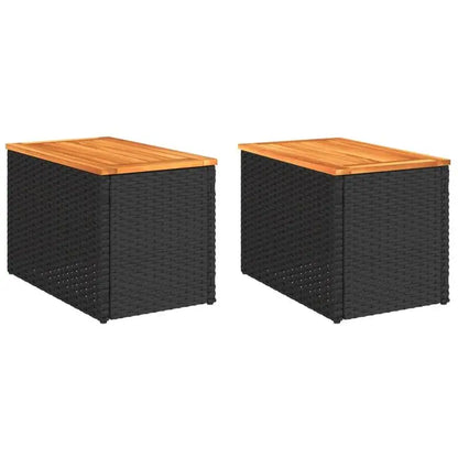 Table basse en bois et noir 55x34x37 cm Lot de 2