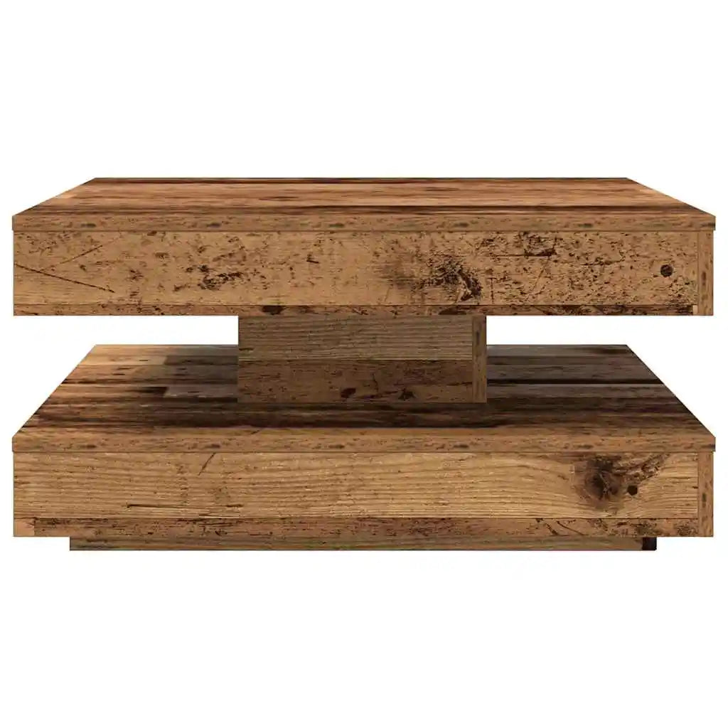 Table basse bois clair rotative 360° 70x70x34,5 cm pin massif