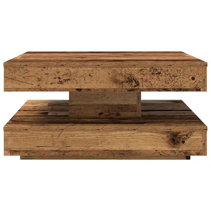 Table basse bois clair rotative 360° 70x70x34,5 cm pin massif