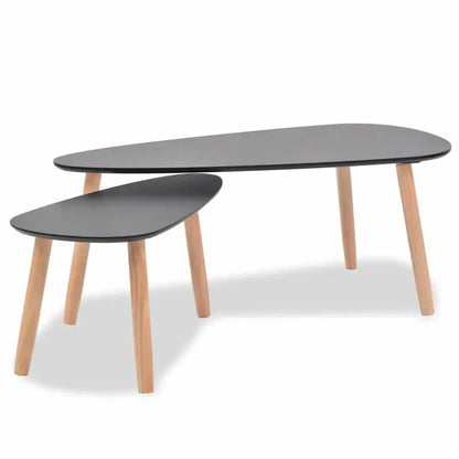 Table basse en bois et noir 2 pièces