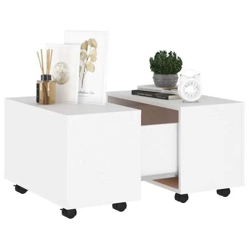 Table basse blanche et en bois 60x60x38 cm