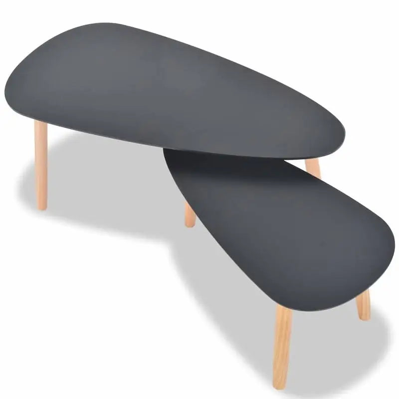 Table basse en bois et noir 2 pièces