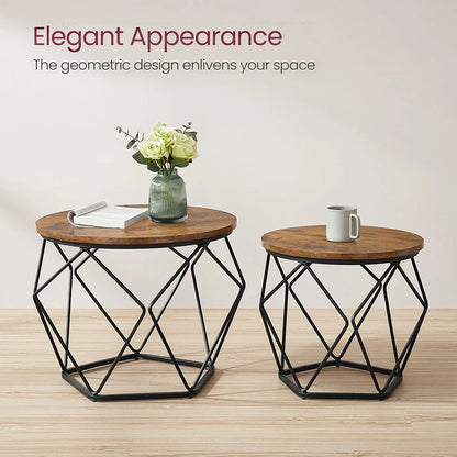 Table basse ronde en bois MDF avec verre trempé double étagère