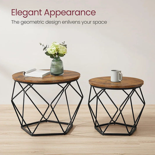 Table basse ronde en bois MDF avec verre trempé double étagère