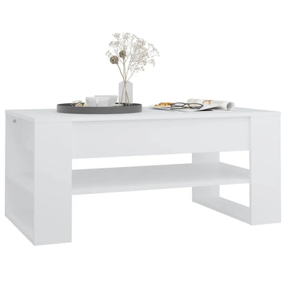 Table basse blanche et en bois d'ingénierie 102x55x45 cm