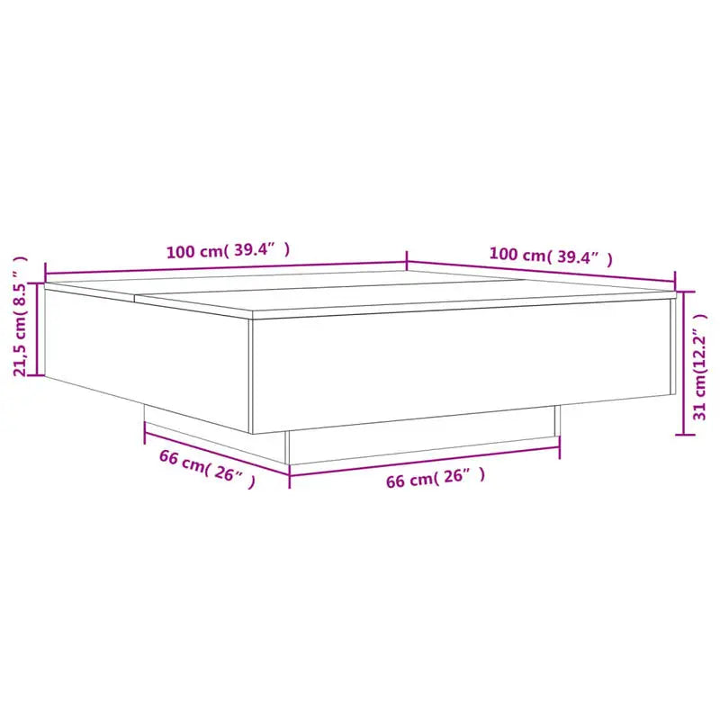 Table basse blanche et en bois 100x100x31 cm
