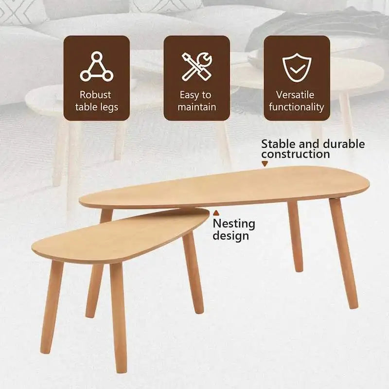 Table basse en bois massif pin 2 pièces marron