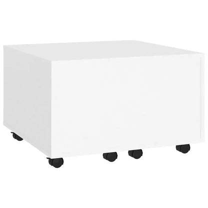 Table basse blanche et en bois 60x60x38 cm