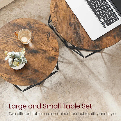 Table basse ronde en bois MDF avec verre trempé double étagère