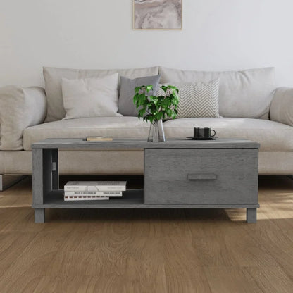 Table basse en bois massif pin 100 x 55 x 35 cm gris