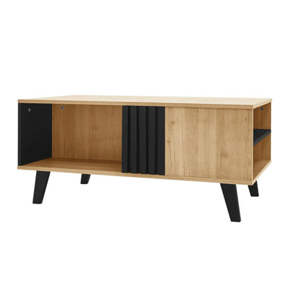 Table basse en bois et noir 100 x 60 x 45 cm avec tiroirs MDF