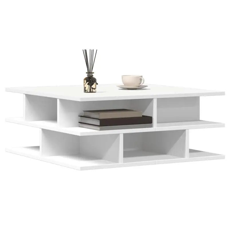 Table basse blanche et en bois 70x70x29 cm